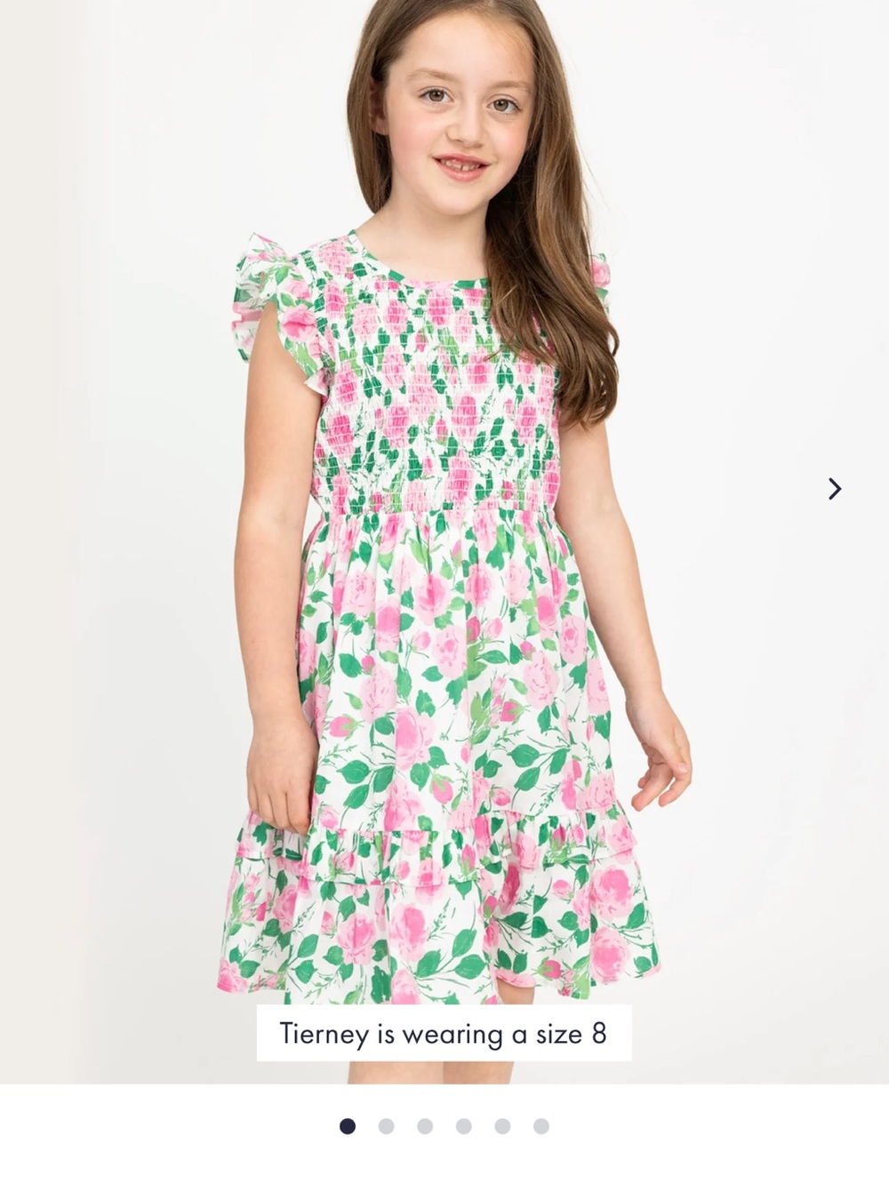 MAHI GOLD Pink & Green Floral Smocked Dress